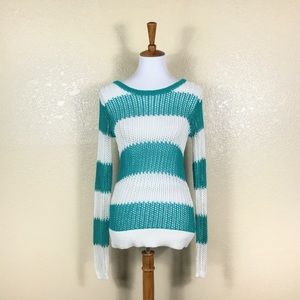 Tommy Bahama Beale Ming Jade Bold Stripe Open Knit Pullover Size Small